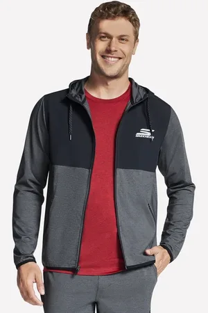 Skechers Mężczyźni SKECH-KNITS Ultra Go Weekend Full Zip bluza z kapturem w Czarny/Grafitowy