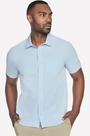 Skechers Mężczyźni The GO WALK Air krótkie Sleeve Shirt w Jasny Niebieski/Srebrny