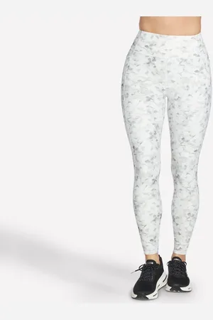 Skechers Kobiety GO FLEX RIB Floral Mirage Full Length High-Waisted legginsy w Srebrny/Szary