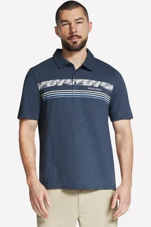 Skechers Mężczyźni Tropical Breeze Slub Polo w Grafitowy/Granatowy