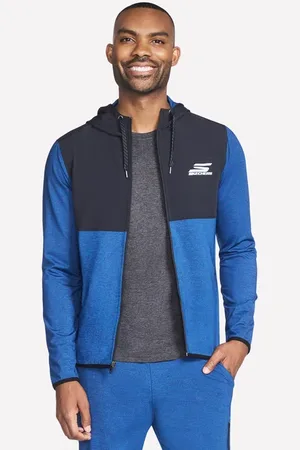 Skechers Mężczyźni SKECH-KNITS Ultra Go Weekend Full Zip bluza z kapturem w Niebieski/Czerwony