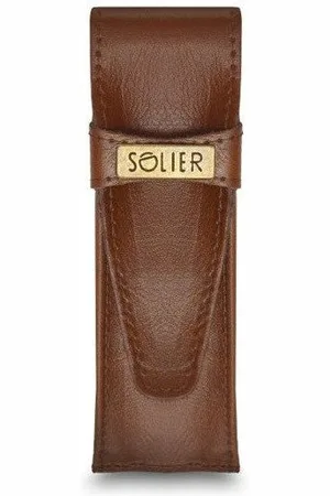 Solier Skórzane etui na długopisy, pióro SA12 brązowe vintage