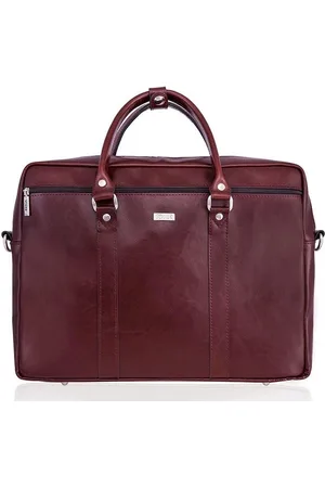 Solier Skórzana torba męska na laptopa 17" burgundowa