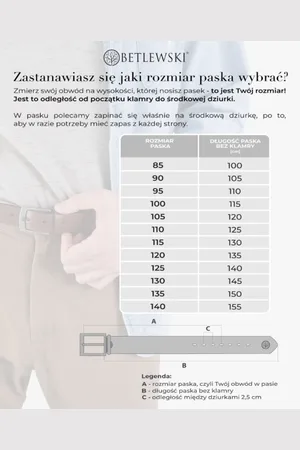 Betlewski Skórzany pasek LIC35-0 GRANAT 130