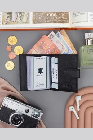 4U Cavaldi Skórzane etui na karty na zatrzask z systemem RFID