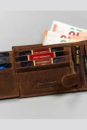 Peterson Portfel skórzany PTN N992-BE-MOUN brązowy
