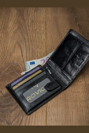 ROVICKY Skórzany portfel męski PC-103-BAR czarny