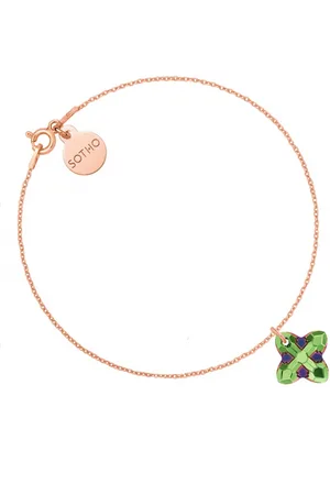 SOTHO Bransoletka z różowego złota z kryształem SWAROVSKI® CRYSTAL w kolorze zielonym