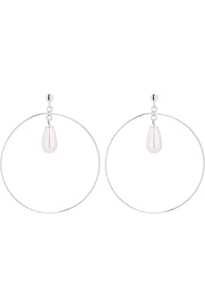 SOTHO Srebrne kolczyki koła z białymi perłami SWAROVSKI® CRYSTAL