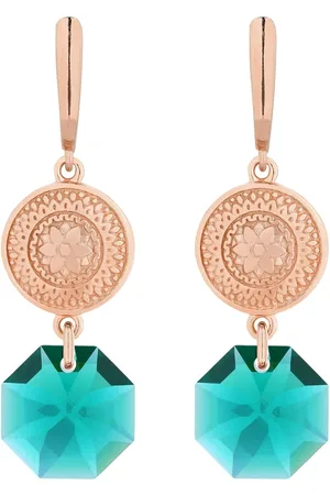 SOTHO Długie kolczyki z różowego złota z medalionami i kryształami SWAROVSKI® CRYSTAL