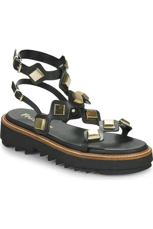 Fru.it Sandały 8715-100-HELGA-NERO-TEXANO-NEGRO