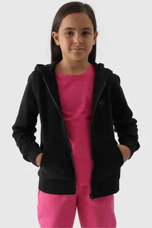 4F JUNIOR Bluza rozpinana z kapturem F1315 czarna