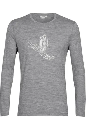 Icebreaker Koszulka męska merino M Tech Lite II LS Tee Skiing Yeti Gritstone Heather