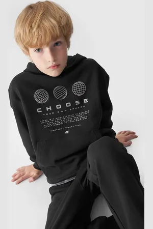 4F JUNIOR Bluza chłopięca z kapturem M1226 czarna