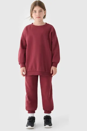 4F Spodnie dresowe dziecięce unisex JWAW24TTROU0920 czerwone