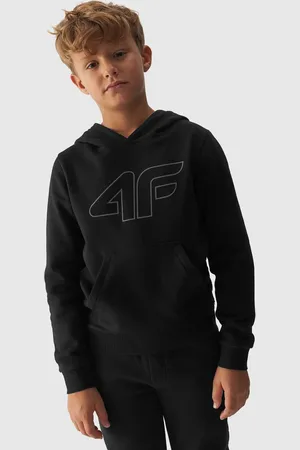 4F JUNIOR Bluza chłopięca z kapturem M1292 czarna