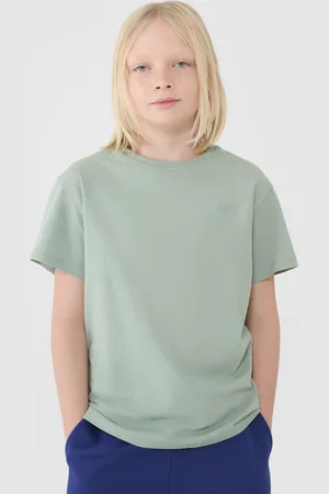 4F Koszulka bawełniana t-shirt dla chłopca JWSS25TTSHM2324 zielona