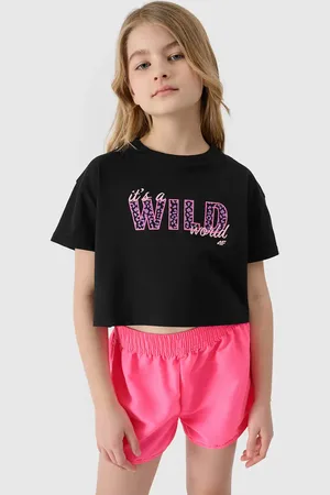 4F T-shirt dziecięcy koszulka bawełniana dziewczęca F1144 czarna