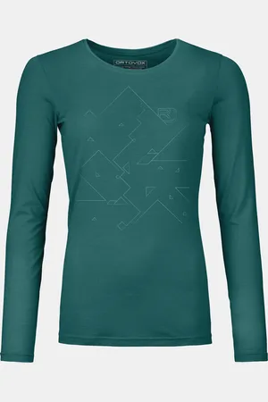 ORTOVOX Koszulka damska 185 Merino Tangram LS zielona