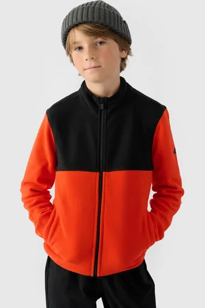 4F Bluza polarowa dla chłopca JWAW24TFLEM212 pomarańczowa