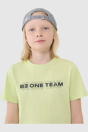 4F T-shirt bawełniany koszulka chłopięca JWSS25TTSHM2186 zielona