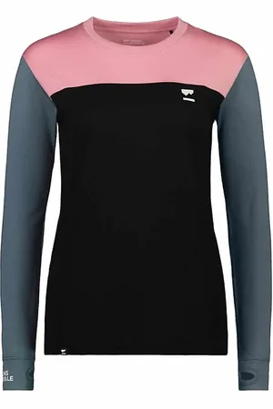 MONS ROYALE Koszulka damska merino Yotei BF LS Logo Dusty Pink / Burnt Sage r. S