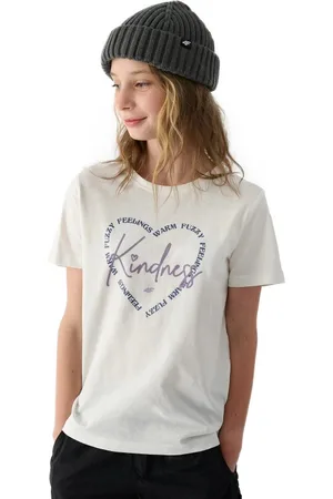 4F Koszulka dziecięca t-shirt da dziewczynki JWAW24TTSHF1547-11S r. 122
