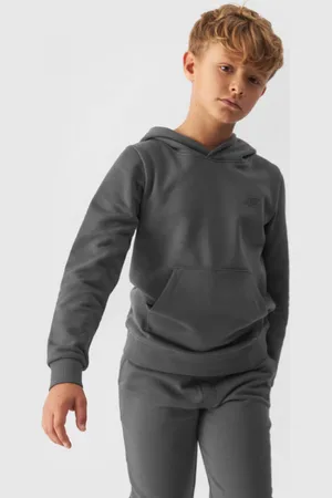4F Bluza dresowa z kapturem dla chłopca M1292 szara
