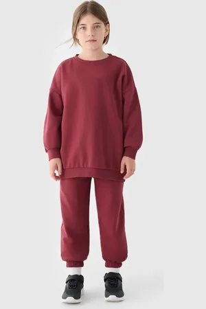 4F Spodnie dresowe dziecięce unisex JWAW24TTROU0920 czerwone
