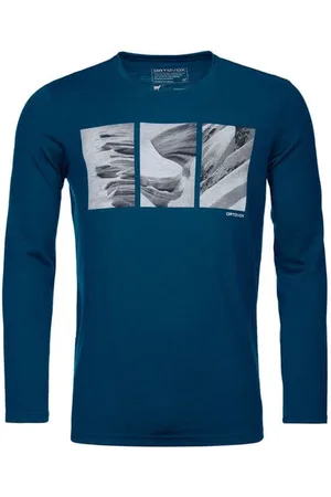 ORTOVOX Koszulka męska 185 Merino Shape PIC Long Sleeve petrol blue