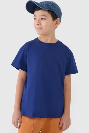 4F Koszulka bawełniana t-shirt dla chłopca JWSS25TTSHM2325 niebieska