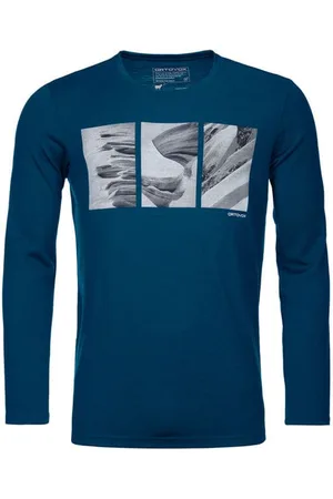 ORTOVOX Koszulka męska 185 Merino Shape PIC Long Sleeve petrol blue