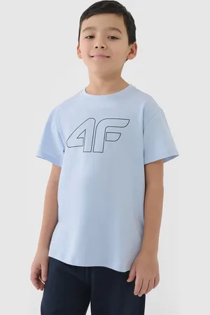 4F Koszulka bawełniana t-shirt dla chłopca JWSS25TTSHM2325 błękitna