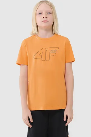 4F T-shirt bawełniany koszulka chłopięca JWSS25TTSHM2185 pomarańczowa
