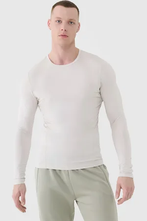 4F Longsleeve koszulka z długim rękawem męska WSS25TFLOM372 kremowy