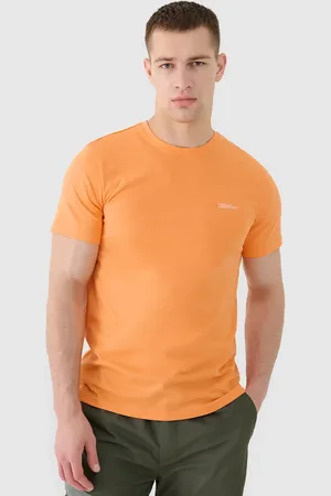 4F T-shirt męski koszulka bawełniana WSS25TTSHM2003 pomarańczowa
