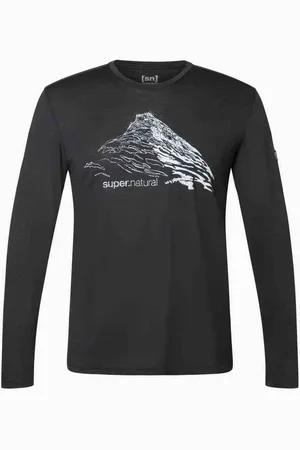 Supernatural Koszulka męska z długim rękawem merino Mountain Rise czarna