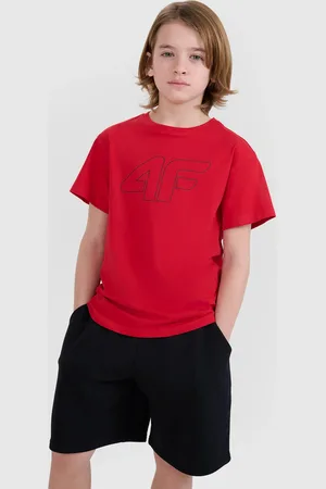 4F Koszulka bawełniana t-shirt dla chłopca JWSS25TTSHM2325 czerwona