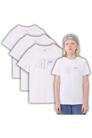 4F 3-Pak t-shirt bawełniany koszulka chłopięca JWSS25TTSHM2185 biała