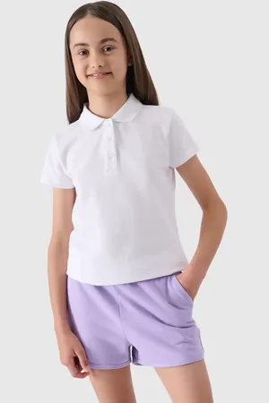 4F Polo dziewczęce bawełniane z kołnierzykiem F1148 białe