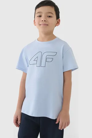 4F Koszulka bawełniana t-shirt dla chłopca JWSS25TTSHM2325 błękitna