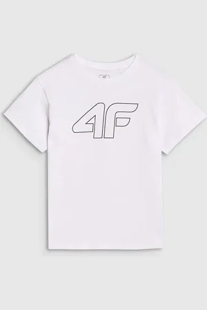 4F Koszulka bawełniana t-shirt dla chłopca JWMM00TTSHM2331 biała