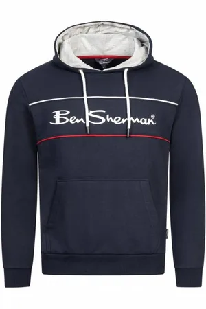 Ben Sherman Two Colour Panel Mężczyźni Bluza z kapturem 0067811-GRANATOWY