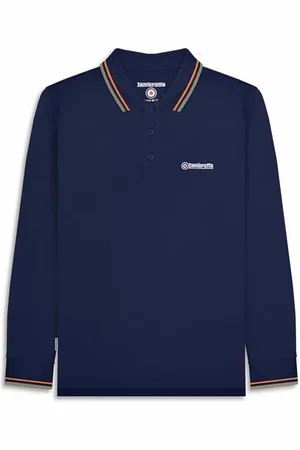 Lambretta Twin Tipped Mężczyźni Koszulka polo z długim rękawem SS3224-NAVY-NUG/LG
