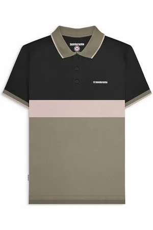 Lambretta Contrast Panel Mężczyźni Koszulka polo SS1219-CZARNY