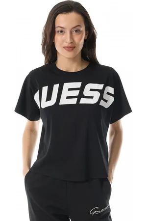 Guess Damski t-shirt z nadrukiem Deana Boxy - czarny