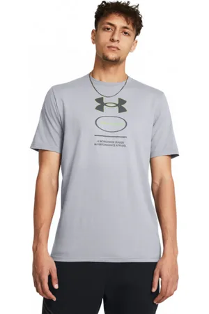 Under Armour Męski t-shirt z nadrukiem UA M Branded Gel Stack Ss - szary
