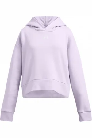 Under Armour Dziewczęca bluza dresowa nierozpinana z kapturem UA Rival Fleece Hoodie - fioletowa