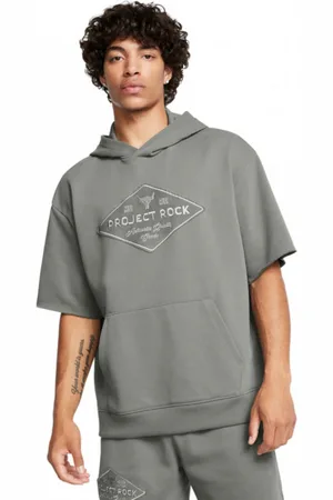 Under Armour Męska bluza dresowa z kapturem Project Rock Heavyweight Tools Of The Trade Short Sleeve Hoodie - zielona