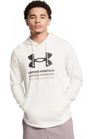 Under Armour Męska bluza dresowa nierozpinana z kapturem UA Rival Terry Graphic Hood - biała